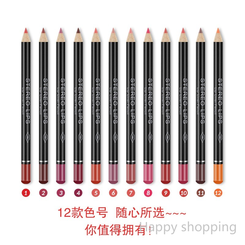 (Hàng Mới Về) Set 12 Chì Kẻ Viền Môi Chống Thấm Nước Màu Sắc Thời Trang | BigBuy360 - bigbuy360.vn