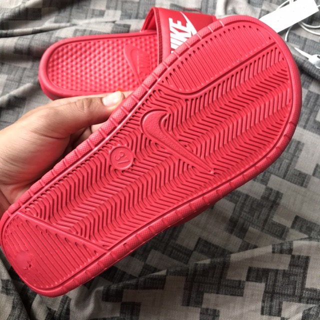 dép quai ngang nike-màu đỏ nam nữ kèm hộp
