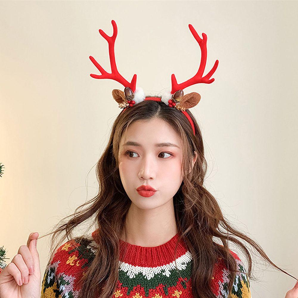 MOCHO Women Hair Hoop Party Headwear Large Antlers Non-slip Pine Cones Deer Korean Style Hairbands