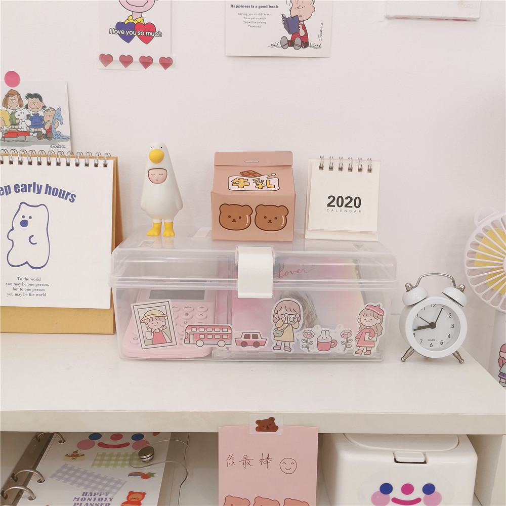 【COD】Hộp đựng đồ nhỏ gọn trong suốt đa chức năng để bàn máy tính dành cho sinh viên