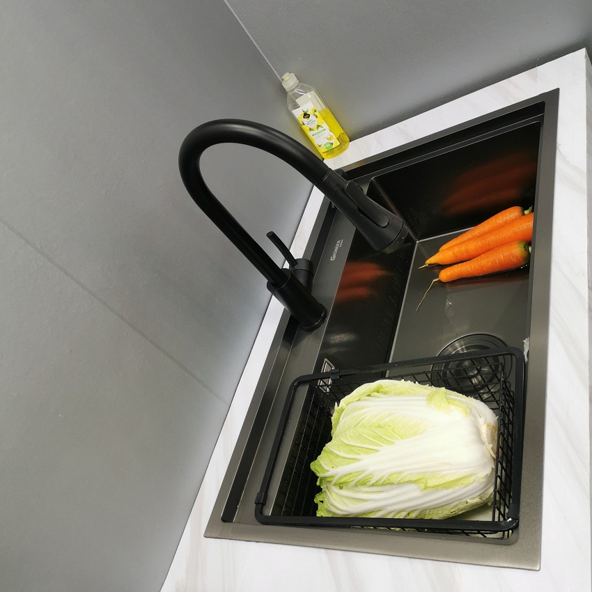 Chậu rửa bát 1 hố GRÜNDER HÀNG CHÍNH HÃNG CAO CẤP Bầu rác to đại 140mm thoát nước nhanh