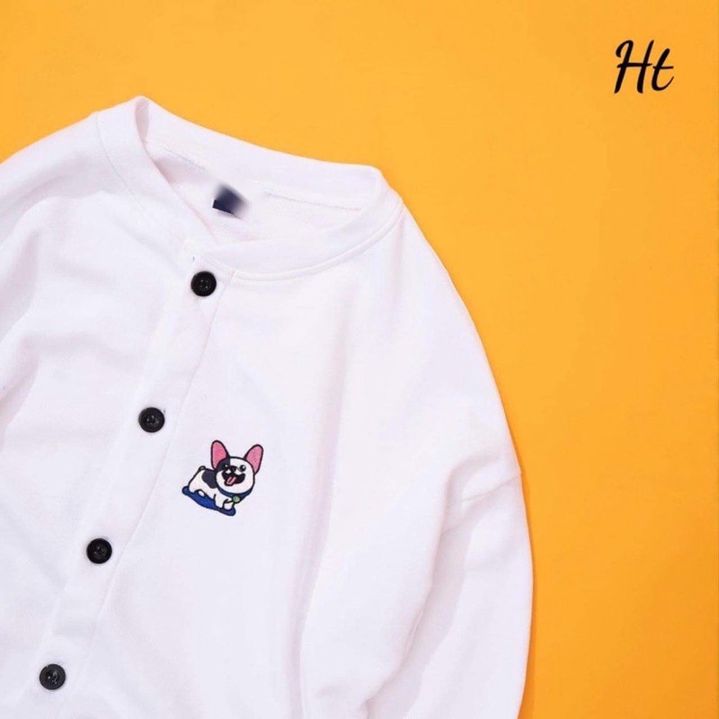 Áo khoác bomber lô gô cún tai Hồng HT12