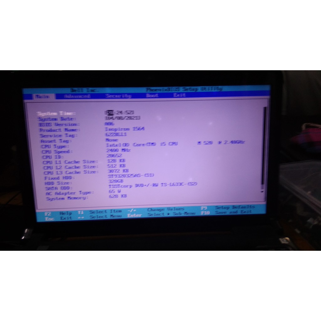 Laptop dell chip Core i5 CPU ram 4G