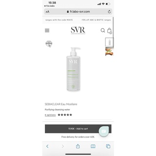 Nước tẩy trang svr sebiaclear eau micellaire 400ml_ dành cho da dầu mụn