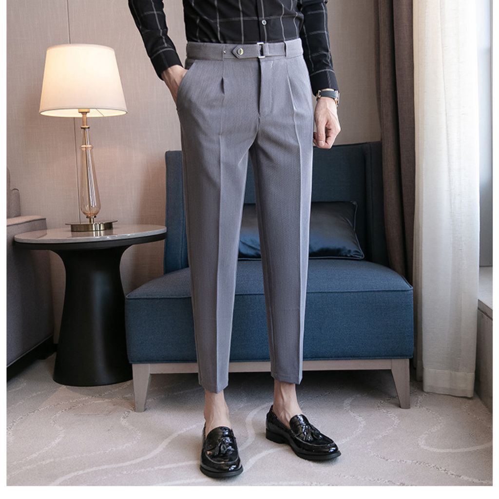 Quần âu nam có đai chỉnh eo Sidetab, quần cạp cao nam dáng baggy vải tuyết mưa CALAA FASHION QA02