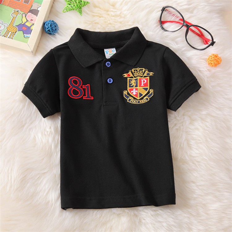 Kids shirt Boy Polo shirt Embroider Lapel Cotton Children Clothing Korean Fashion wear Ready Stock