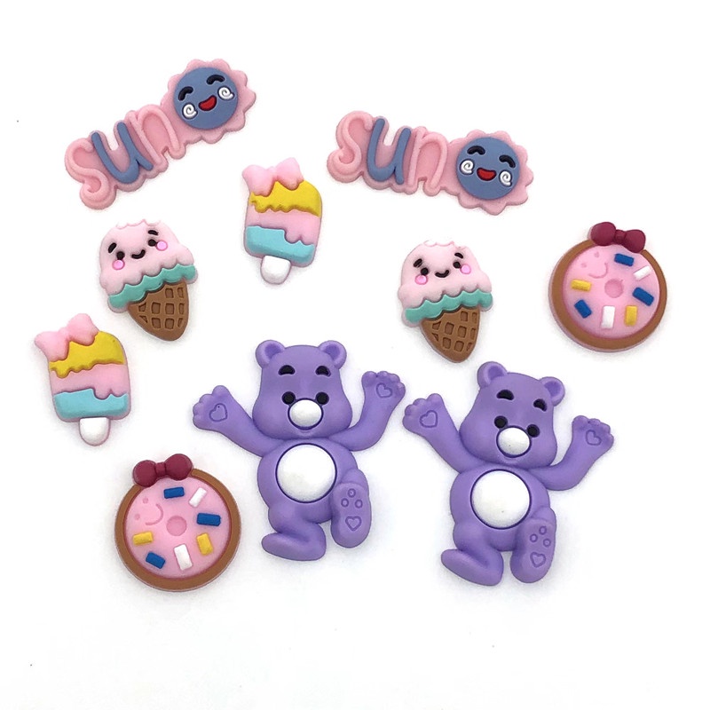 Bộ Phụ Kiện Nút Hình Gấu Tím Dễ Thương Cho Giày Crocs Charms Jibbitz