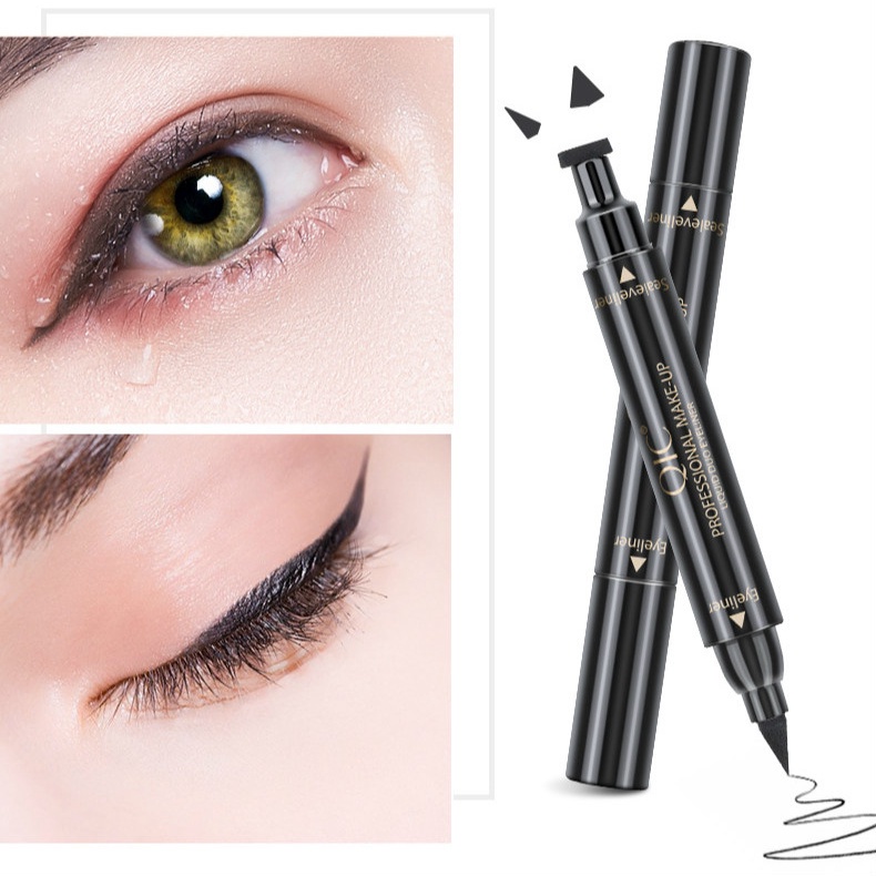 [Hàng mới về] Bút kẻ mắt Qic hai đầu dạng lỏng chống thấm nước và mồ hôi nhanh khô độc đáo