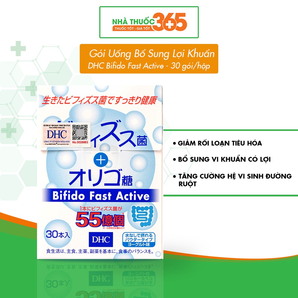 Viên Uống Bổ Sung Lợi Khuẩn , Hỗ Trợ Điều Trị Rối Loạn Tiêu Hoá, Đại Tràng Dhc Bifido Fast Active - 30 Gói