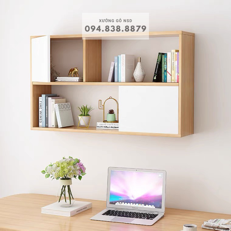 Tủ gỗ kệ treo tường trang trí nhiều ngăn gỗ MDF nhập khẩu chống thấm phong cách tối giản hiện đại dễ dàng lắp ghép MS03