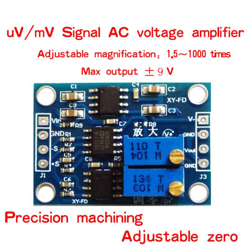 yal AD620 Microvolt Millivolts Voltage Amplifier Signal Booster Instrumentation Modu