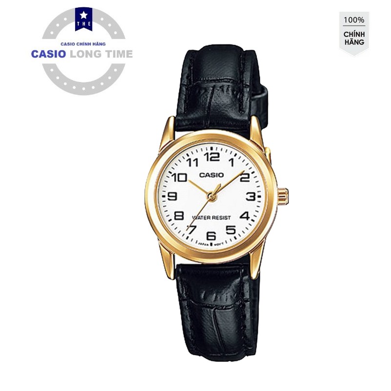 Đồng hồ nữ Casio LTP-V001GL-7BUDF Chính Hãng - Dây da - Mặt mạ vàng