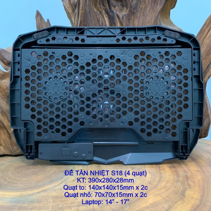 Đế Tản Nhiệt Cooling Pad S18 - 4 FAN Siêu Mát, Giải Nhiệt Cực Nhanh - CÓ ĐÈN LED - Full Box