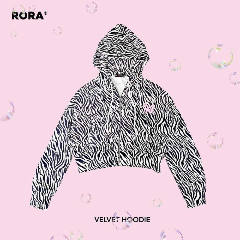 Áo Khoác Croptop Form Rộng VELVET ZIP HOODIE- RORA