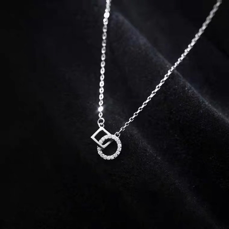 Dây chuyền lồng nhau vuông tròn bạc 925 cao cấp