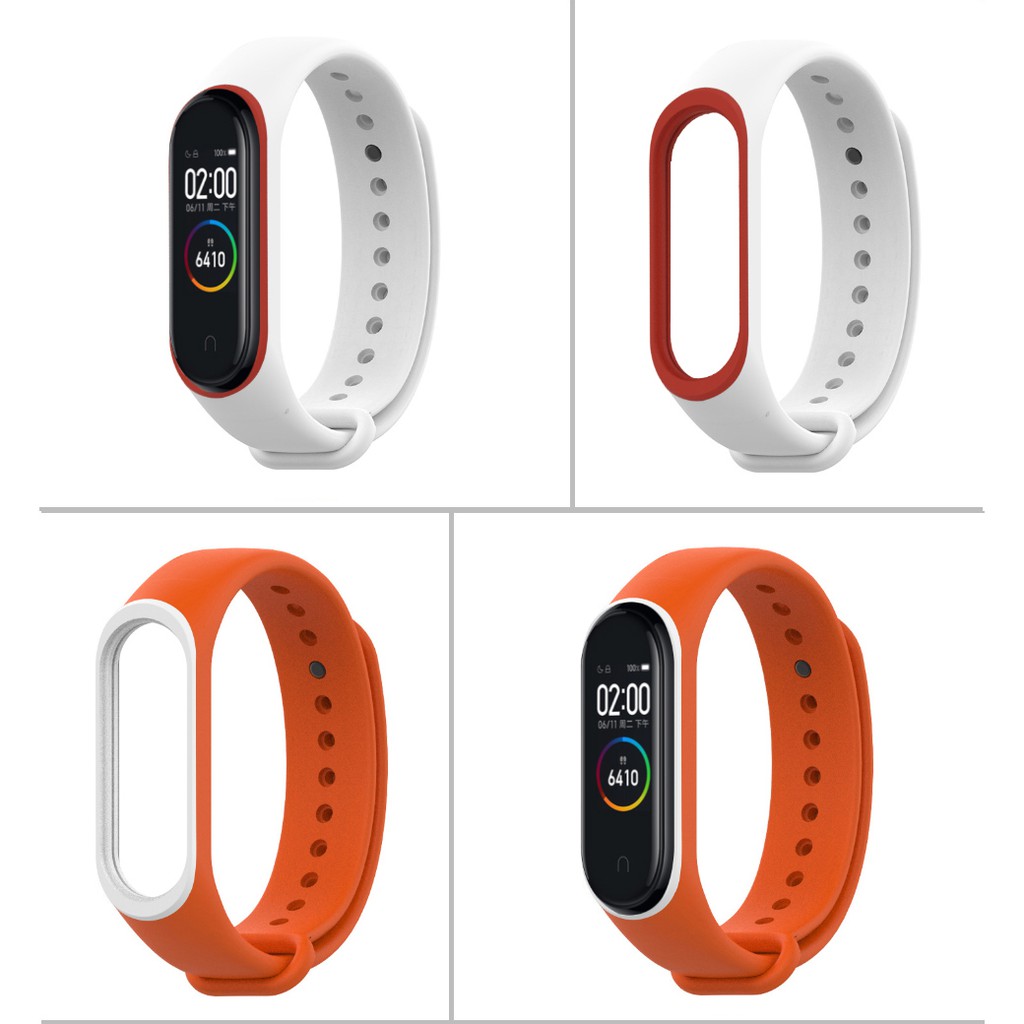 Dây đồng hồ bằng silicon thay thế hai màu trơn tùy chọn cho Xiaomi mi band 4 3