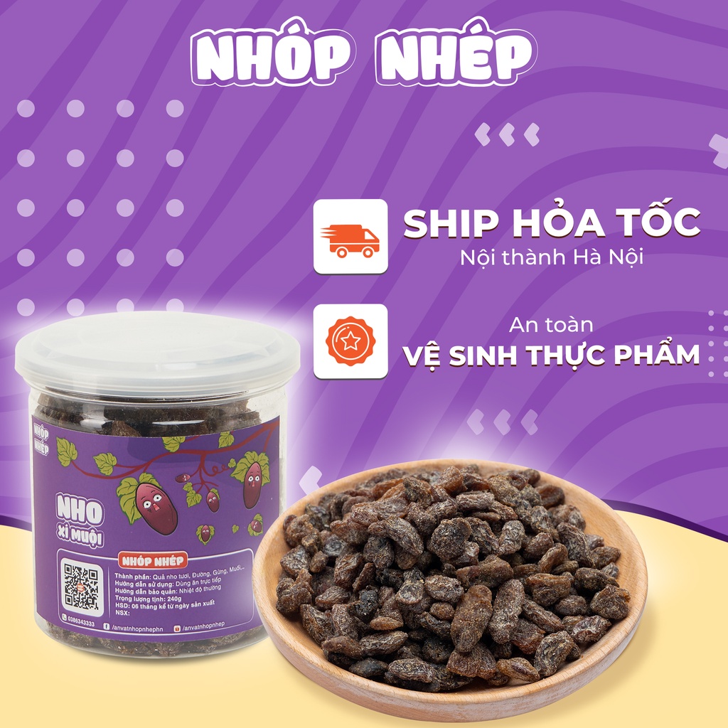 Xí muội nho Nhóp Nhép 240g đồ ăn vặt Hà Nội