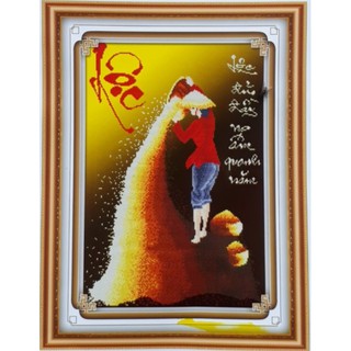 Tranh Đính Đá ABC 3D Lộc Đủ Đầy No Âm Quanh Năm HA118AB (KHÁCH TỰ ĐÍNH) KT:44X55CM