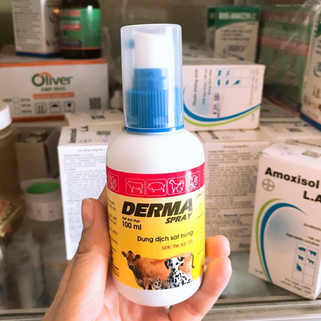 Derma Spray 100ml - Thuố-c xịt tr-ị viêm, ghẻ lở trên da cho chó mèo gia súc