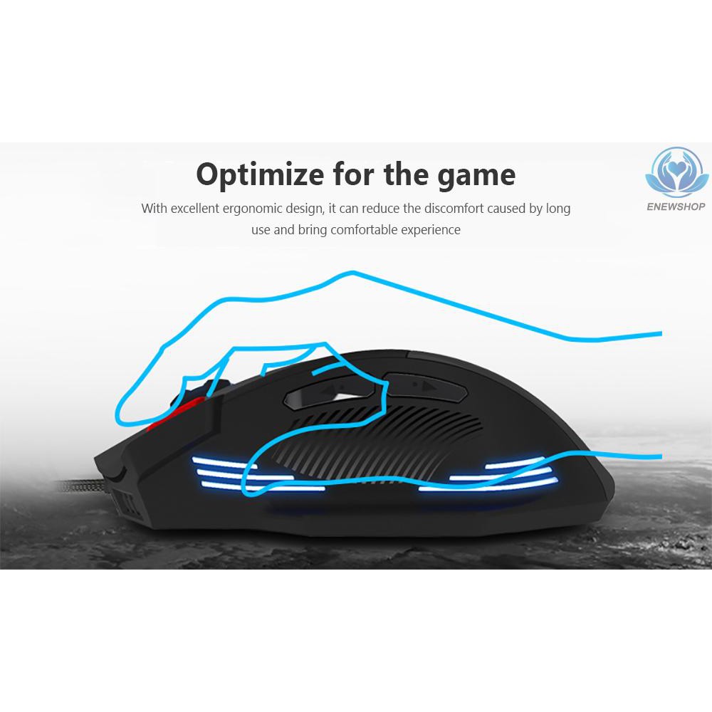 【enew】ZELOTES T-60 3200DPI Wired Gaming Mouse Optical Adjustable USB Computer Programmable LED Backlight Mice 7 Buttons Gaming Mouse for PC Laptop Gamer