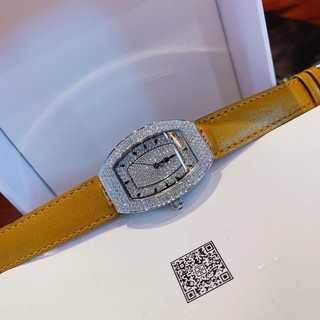 Set Đồng Hồ Davena Nữ Mặt Oval Full Đá 34mm Silver Authentic