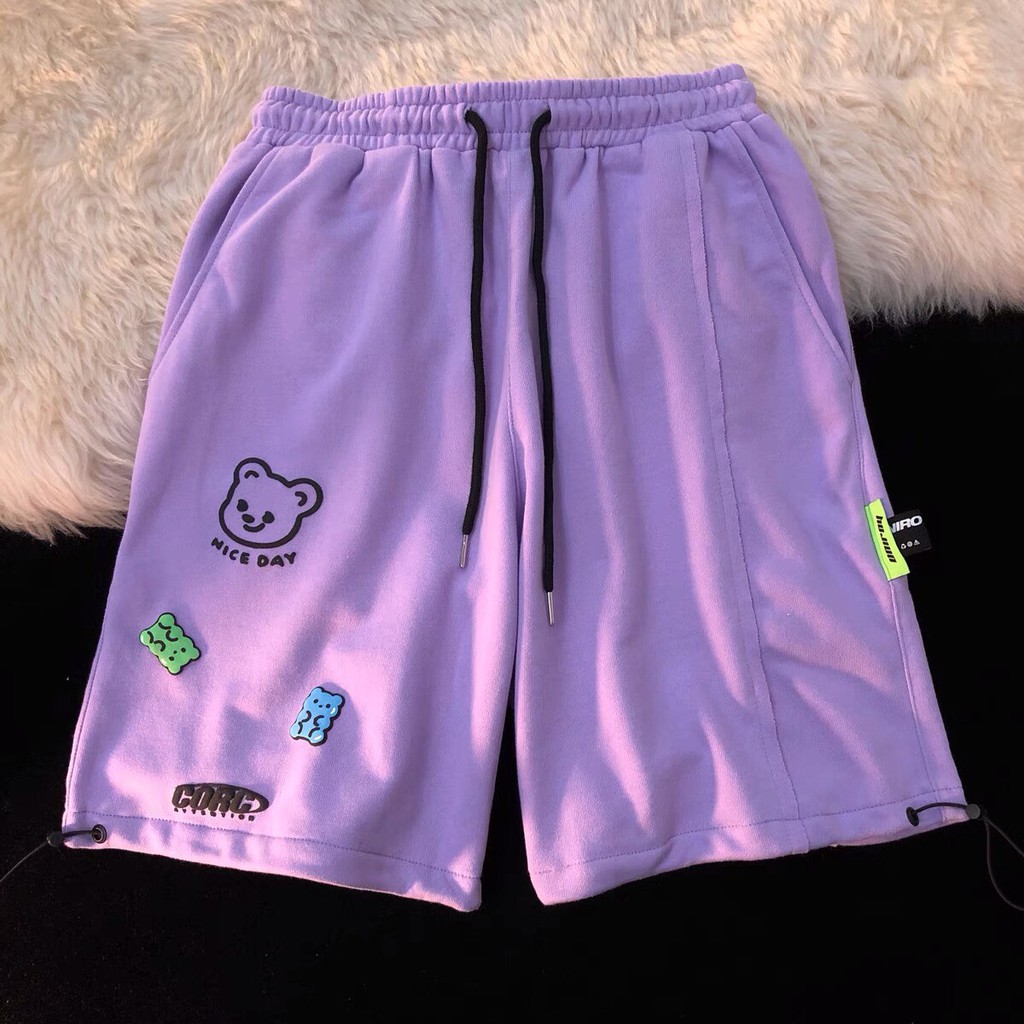 Quần đùi in hình gấu nice day ống rộng ullzang 💕 Quần đùi siêu cute | BigBuy360 - bigbuy360.vn