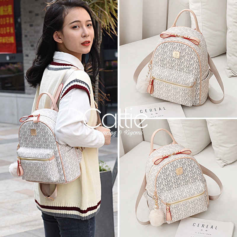 Balo da Đi Học Balô Da Thời Trang Nữ Ba lo Lv Da Pu Cao Cấp Cặp Đi Học Ulzzang chống nước dễ thương CATTIE CB003