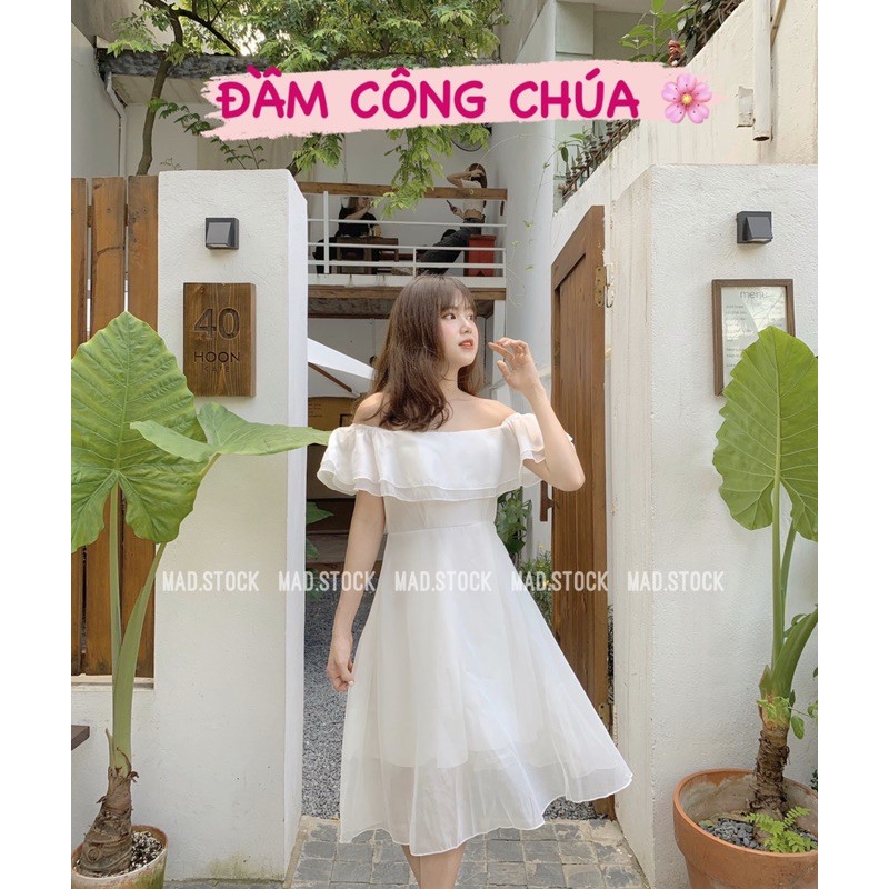 ĐẦM TRẮNG CÔNG CHÚA TRỄ VAI VOAN TƠ  VÁY TRẮNG CÔNG CHÚA