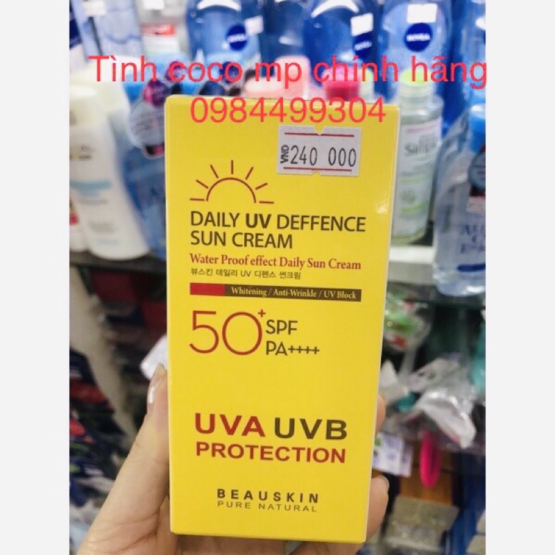 Kem Chống Nắng BEAUSKIN DAILY UV DEFFENCE SUN CREAM SPF 50 PA +++ Hàn quốc Trắng Da,Kiềm dầu cao cấp - CHÍNH HÃNG