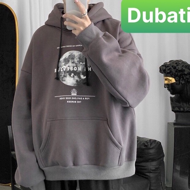 ÁO KHOÁC NỈ - ÁO KHOÁC HOODIE NAM NỮ MẶT TRĂNG TRÒN CHẤT NỈ DÀY TAY DÀI FROM RỘNG UNISEX- DUBATI FASHION