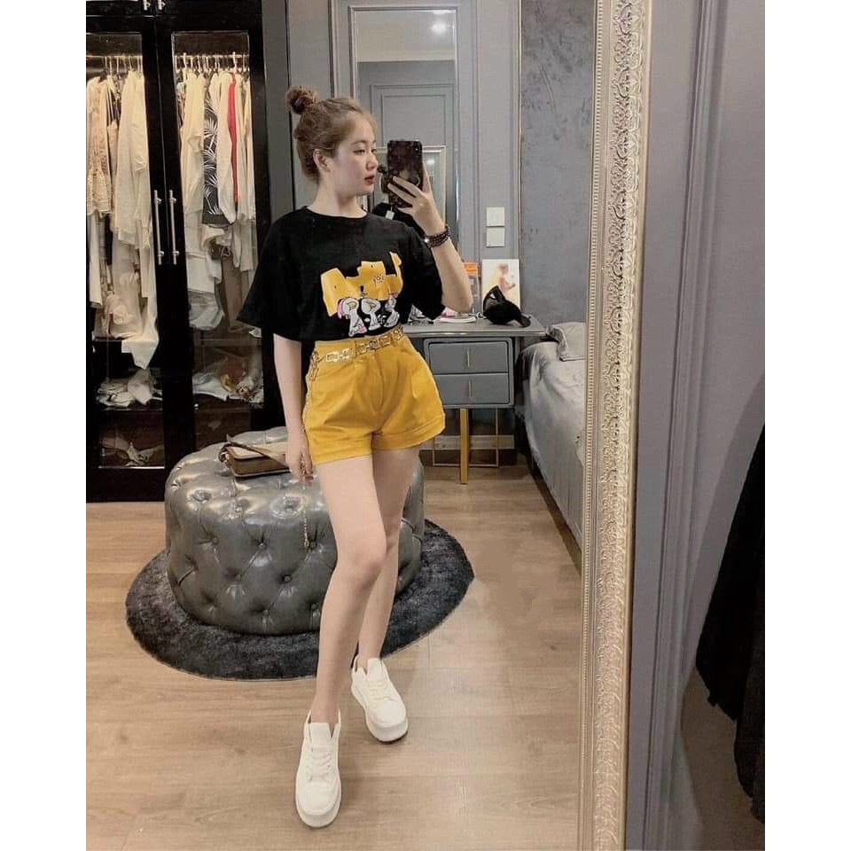 Set Áo Phông In Họa Tiết Và Quần Ngắn Rose Fashion