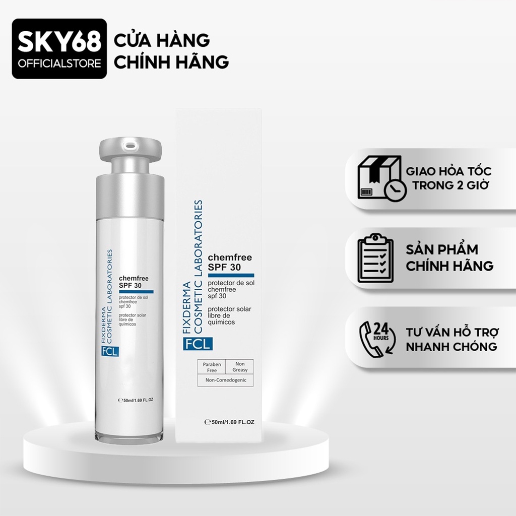 Kem Chống Nắng Vật Lý Cho Da nhạy Cảm Fixderma FCL CHEMFREE SPF 30+ 50ml
