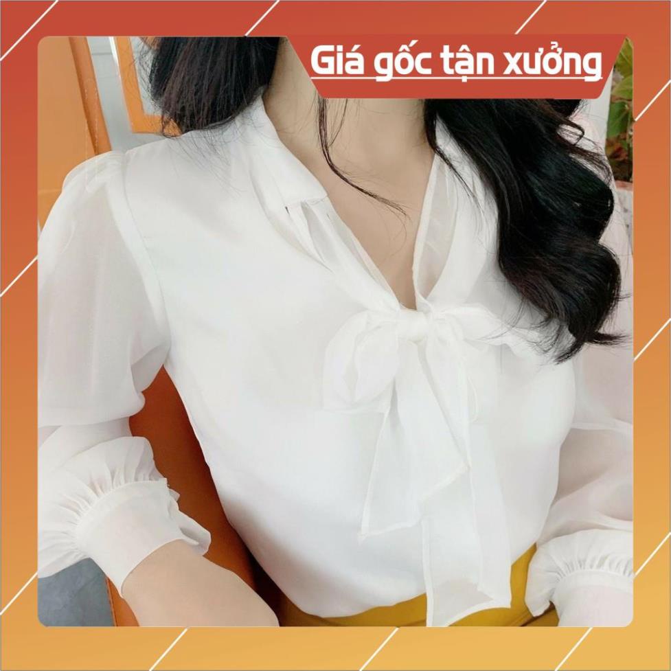 [Chất lượng số 1] Áo Sơ Mi Nữ Voan Tay Dài Cổ Thắt Nơ Thời Trang Cho Nữ đủ Size S- XL | BigBuy360 - bigbuy360.vn