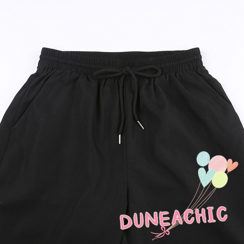 DUNEA Quần Thể Thao Ống Rộng Lưng Cao Phối Dây Thắt Thời Trang Năng Động Dành Cho Nữ