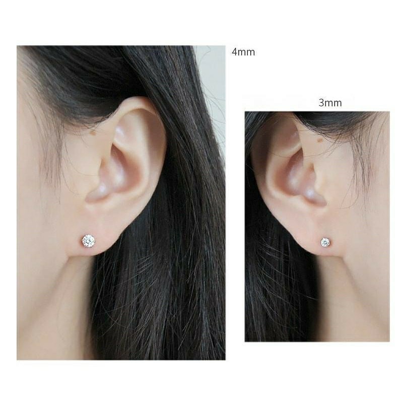 Bông tai nụ đá bạc ta