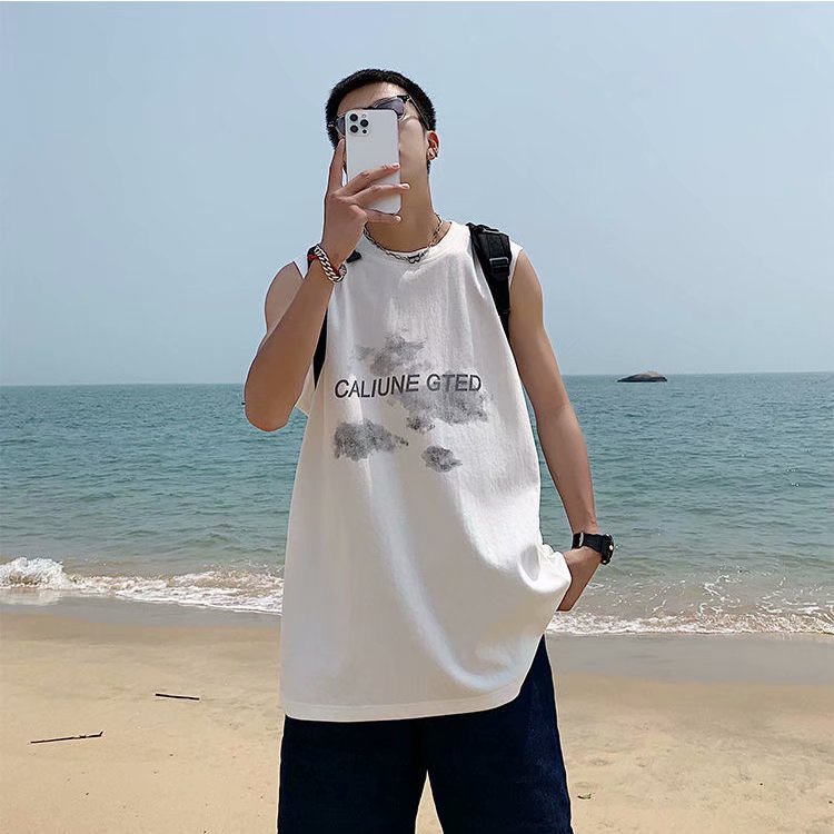 Áo Thun Baiyun Dáng Rộng In Chữ Phong Cách Đường Phố Hong Kong Thời Trang Mùa Hè Cho Nam