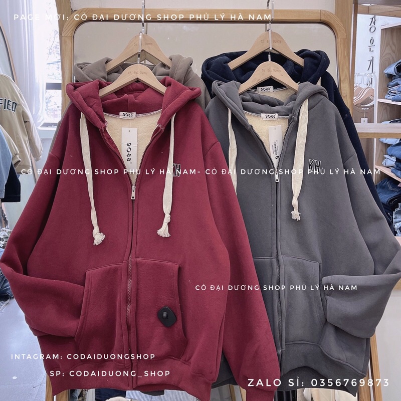 áo khoác nỉ KH dây to lót lông kéo khoá | BigBuy360 - bigbuy360.vn