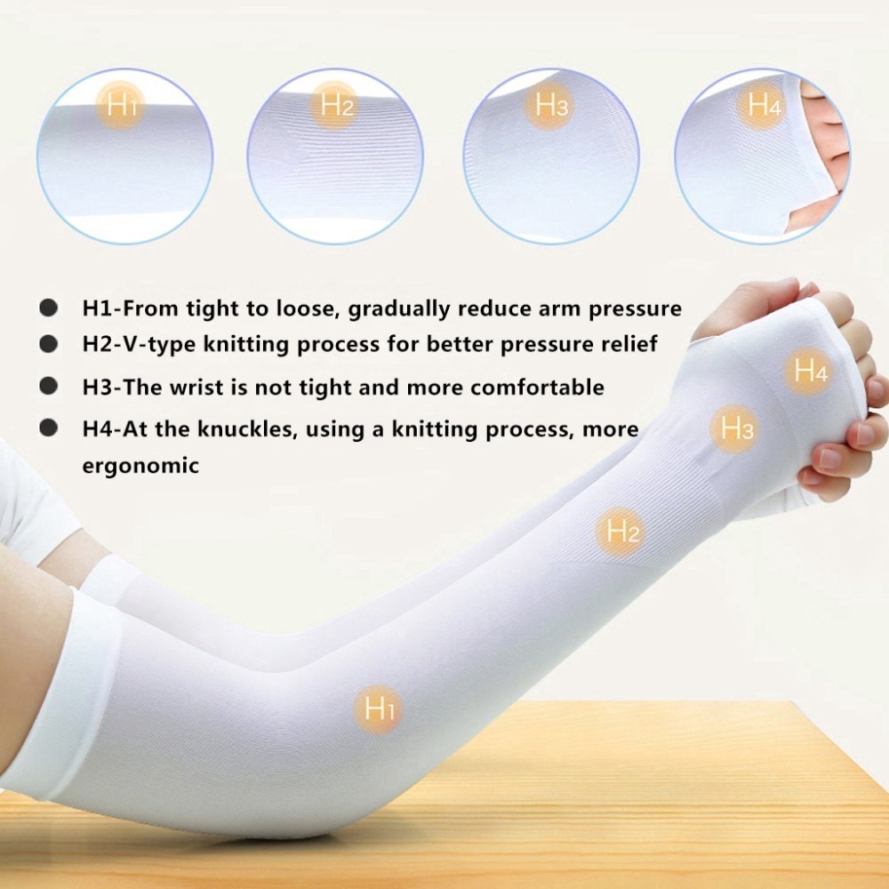Găng ống tay chống tia UV bằng lụa mát không đường may cho nữ