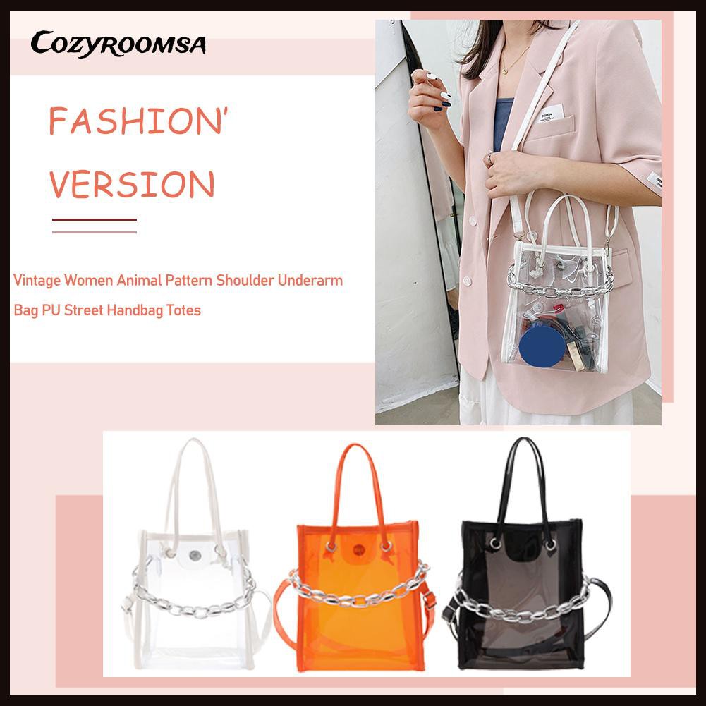 Fashion Women Summer Clear Shoulder Bag Casual Chian Top-handle Handbags