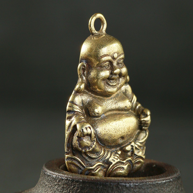 Tượng Trưng Bày Phong Thủy, Trang Trí Bằng Đồng Hình Phật Di Lặc Cười (Kích cỡ: 3.3 x 2.2cm)