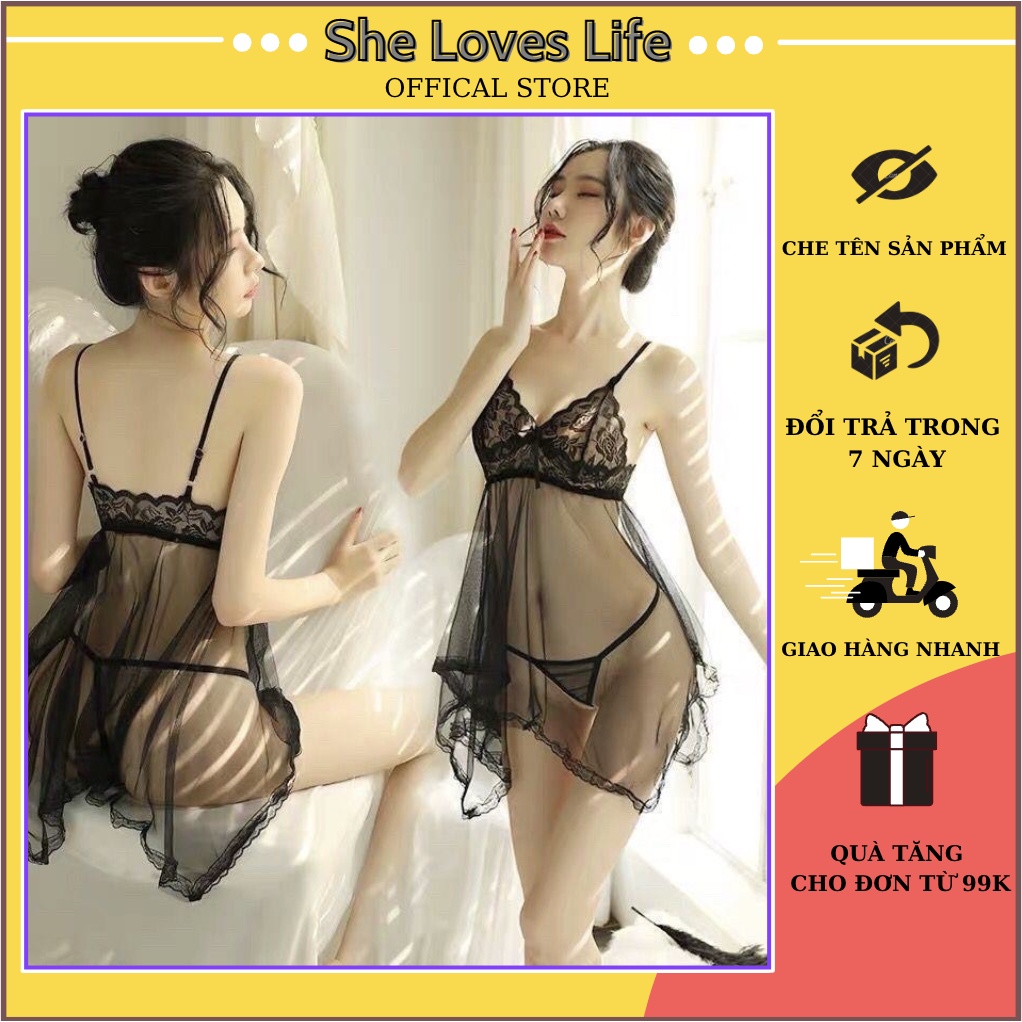 Váy ngủ ren sexy kèm quần chip quyến rũ - Mã cs05