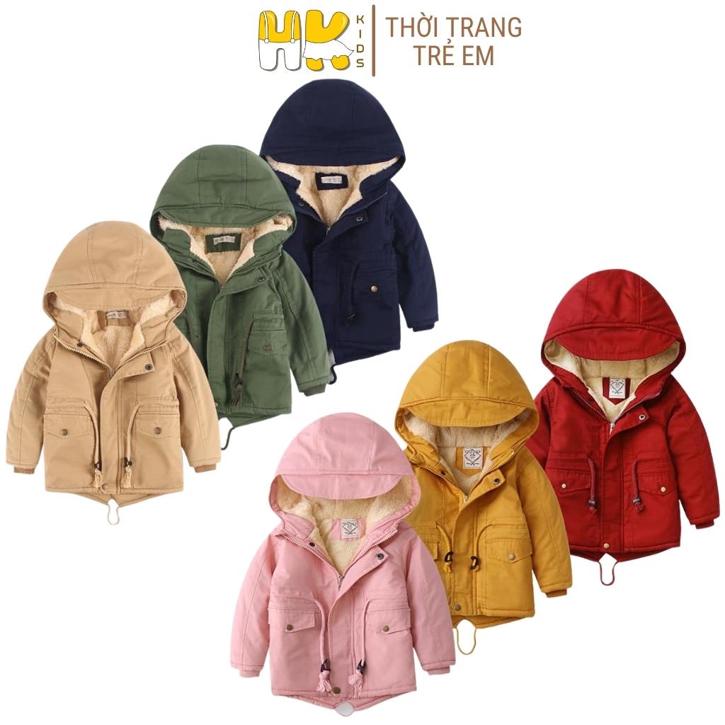 Áo PARKA cho bé từ 1 đến 14 tuổi, áo khoác dáng dài với lớp lót lông dày dặn mềm mịn siêu giữ ấm chuẩn QCCC - HK KIDS