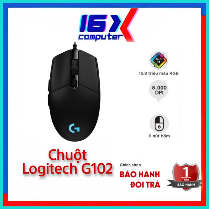 Chuột chơi game, chuột máy tính có dây OEM Logitech G102 RBG Độ Chính Xác Cao 8000DPI-BẢO HÀNH 12 tháng, 1 đổi 1 30 ngày