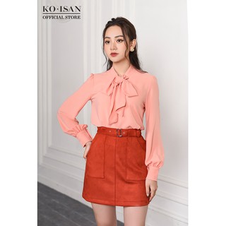 Áo sơ mi lụa nữ KO-ISAN dài tay cổ thắt nơ - 220044