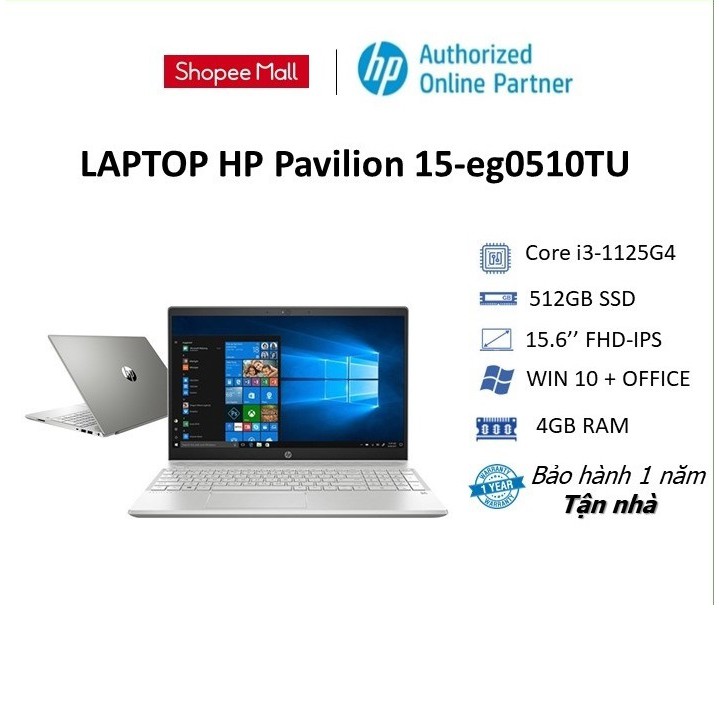 Laptop HP Pavilion 15-eg0510TU 46M10PA (Core i3-1125G4 | 4GB | 512GB | Intel UHD | 15.6 inch FHD | Win 10 | Bạc)