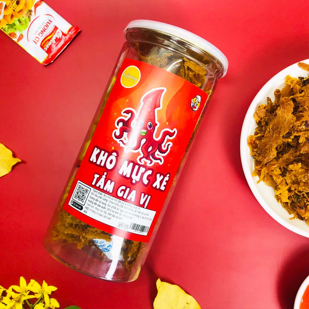 Mực xé tẩm gia vị Hà My hũ 250g đồ ăn vặt Hà Nội