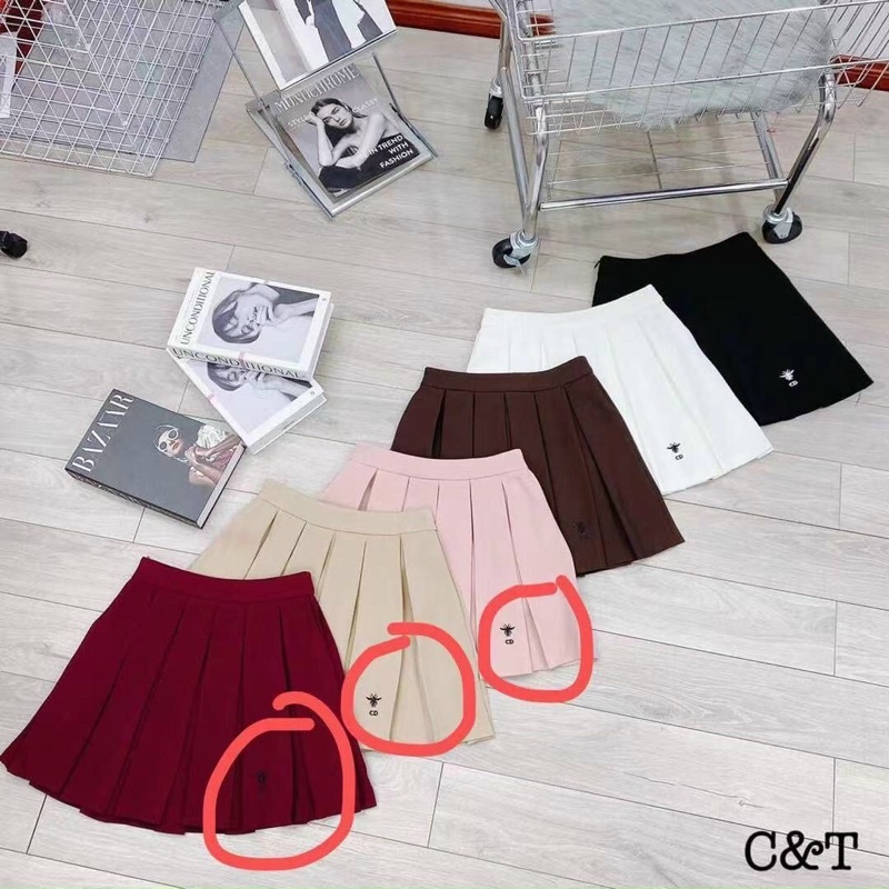 CHÂN VÁY XẾP LY THÊU ONG CHẤT VẢI XỊN DÀY DẶN CÓ LÓT HÀNG QUẢNG CHÂU MS17728