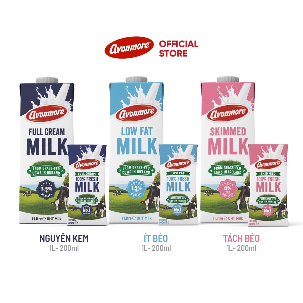 Sữa Tươi Tiệt Trùng Avonmore tách béo 1l - 1 hộp
