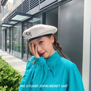 Nón Beret Da Thêu Chữ Thập Phong Cách Millennium y2k Cho Nữ