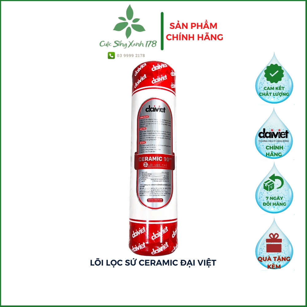 Lõi lọc nước số 3♥FREESHIP♥Lõi Ceramic 10", Lõi lọc nước chính hãng dành cho máy lọc nước RO